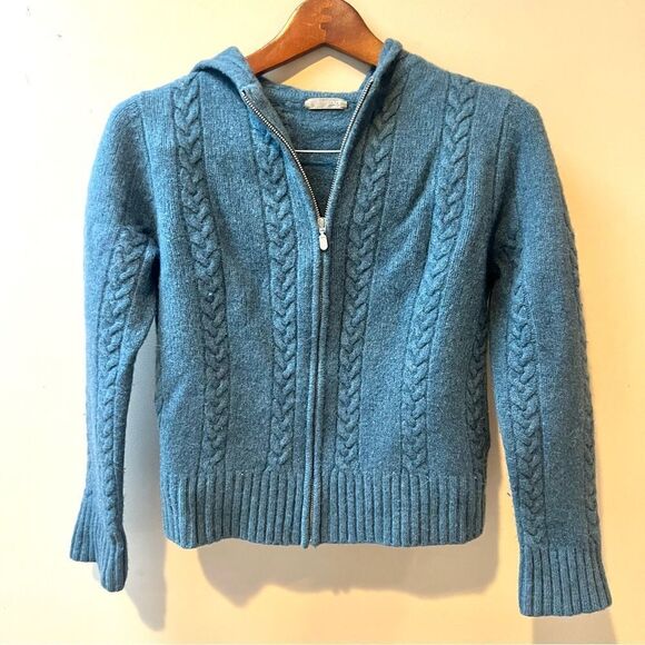 J Crew cable knit wool cardigan with hood Sz Sm/M - Picture 1 of 4